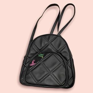 Black Quilted Mini Backpack w/ removable witch pins
